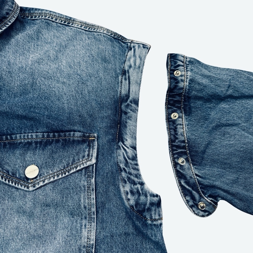 NWT New $269 AllSaints Faye Blue Oversized Denim Dress In Mid Indigo Size M - Picture 11 of 11